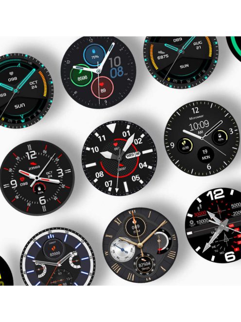 Okosóra férfiaknak, pulzusmérés, vérnyomásmérés, vér oxigénszint mérés, alvás monitor, vízálló, fekete fémszíj