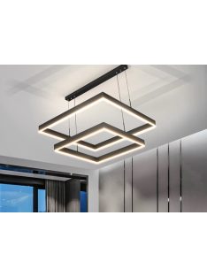   Minimál, négyzet függőlámpa, LED, fekete, dimmelhető, 60x80cm