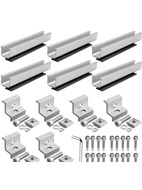 Solar panel mounting bracket set, for 2 panels, with M8 screws