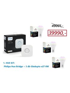   Philips HUE KIT 1. (1 pcs Philips HUE Bridge + 3 pcs Gledopto e27 6W LED Bulb)