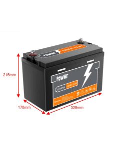   LifePO4 100Ah 12V akkumulátor, napelem rendszerhez, beépített BMS-el, extra teljesítmény (13V feletti teljesítmény)