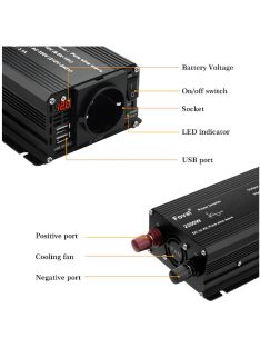 1500W inverter tiszta szinuszos DC 12V-ról AC 220V-ra