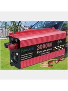 3000W inverter tiszta szinuszos DC 12V-ról AC 220V-ra KIJELZŐVEL