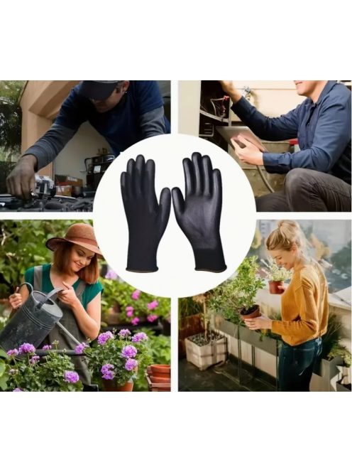 PU dipped black safety gloves