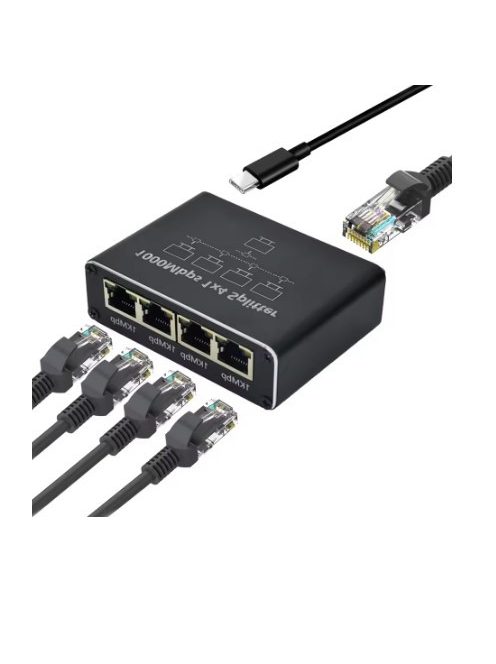 Gigabit Ethernet Splitter 1 to4, 1000Mbps RJ45 LAN Internet Splitter for Computer/Hub/Switch/Router/Set-Top Box/Digital TV
