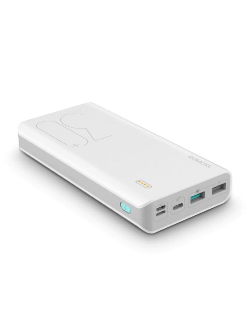 Power bank 30.000mAh QC 3.0, szimultán töltés, USB C és micro, Apple csatlakozó ROMOSS