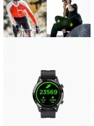 Okosóra férfi, multifunkcionális sport óra, EKG, szívritmus figyelés, fekete szilikon szíjjal