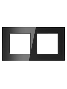   Kettes sorolókeret fekete Elegant Pro üveg keret fali konnektorhoz, csatlakozó aljzathoz