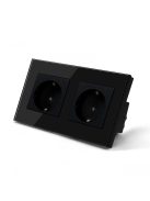 Kettes sorolt fali dugalj üveg konnektor, fekete, magyar szabvány, Elegant Pro