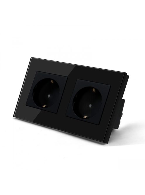 Kettes sorolt fali dugalj üveg konnektor, fekete, magyar szabvány, Elegant Pro