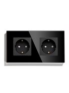 Kettes sorolt fali dugalj üveg konnektor, fekete, magyar szabvány, Elegant Pro