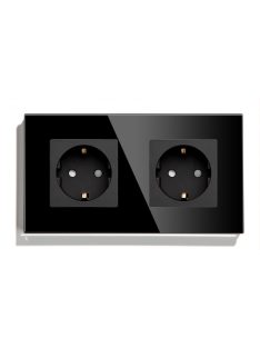   Kettes sorolt fali dugalj üveg konnektor, fekete, magyar szabvány, Elegant Pro