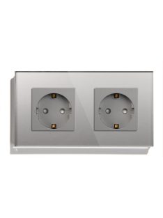   Kettes fali dugalj üveg konnektor, szürke, magyar szabvány, Elegant Pro