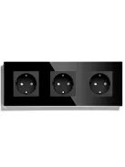 Triple Wall Power Plug Crystal Glass Panel EU Standard Electrical Triple Socket 