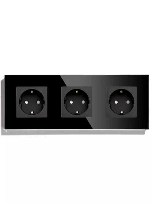 Triple Wall Power Plug Crystal Glass Panel EU Standard Electrical Triple Socket 