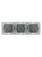 Triple Wall Power Plug Crystal Glass Panel EU Standard Electrical Triple Socket 