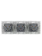 Triple Wall Power Plug Crystal Glass Panel EU Standard Electrical Triple Socket 