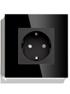   Fali dugalj üveg konnektor, fekete, magyar szabvány, Elegant Pro