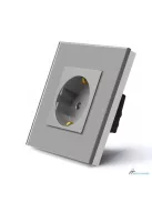 Power Socket,16A EU Standard Electrical Outlet 82mm * 82mm Silver Crystal Glass Panel wall socket 