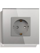 Power Socket,16A EU Standard Electrical Outlet 82mm * 82mm Silver Crystal Glass Panel wall socket 