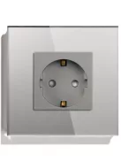 Power Socket,16A EU Standard Electrical Outlet 82mm * 82mm Silver Crystal Glass Panel wall socket 