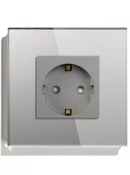 Power Socket,16A EU Standard Electrical Outlet 82mm * 82mm Silver Crystal Glass Panel wall socket 