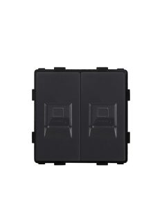   Dupla Számítógép RJ45 Konnektor keret nélkül, fekete, magyar szabvány, Elegant Pro
