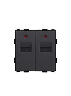   Dupla USB Port fali aljzat keret nélkül fekete, magyar szabvány Elegant Pro