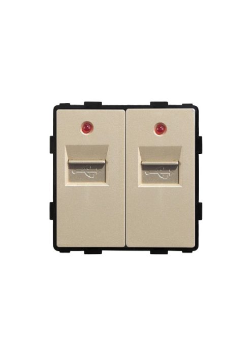 Dupla USB Port fali aljzat keret nélkül, arany, magyar szabvány, Elegant Pro