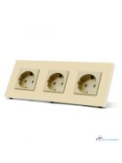 Hármas fali dugalj üveg konnektor, arany, magyar szabvány, Elegant Pro