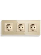 Hármas fali dugalj üveg konnektor, arany, magyar szabvány, Elegant Pro