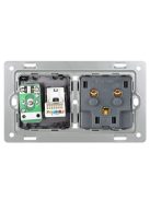 EU Standard Wall Power Socket + Female TV Jack With Computer RJ45 CAT6 Plug Tempered Crystal Glass Panel GOLD