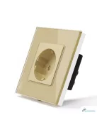Power Socket,16A EU Standard Electrical Outlet 82mm * 82mm Gold Crystal Glass Panel wall socket