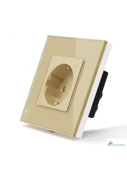 Power Socket,16A EU Standard Electrical Outlet 82mm * 82mm Gold Crystal Glass Panel wall socket