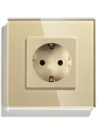 Power Socket,16A EU Standard Electrical Outlet 82mm * 82mm Gold Crystal Glass Panel wall socket