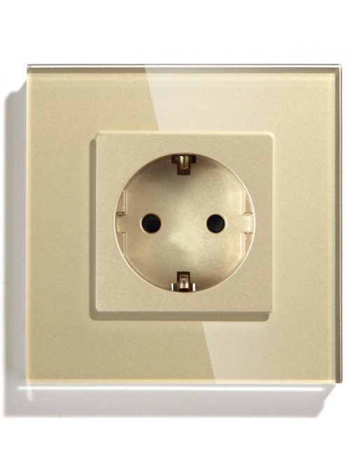 Power Socket,16A EU Standard Electrical Outlet 82mm * 82mm Gold Crystal Glass Panel wall socket