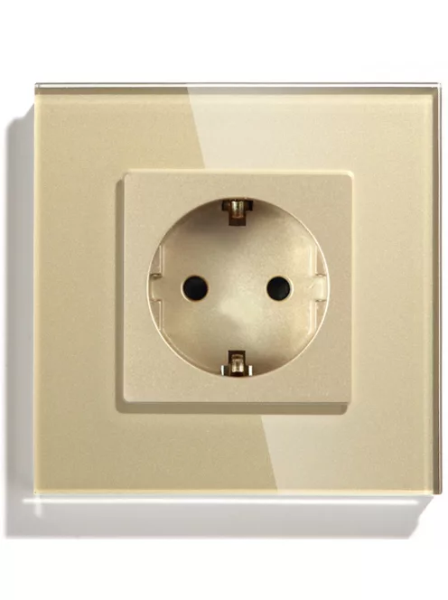 Power Socket,16A EU Standard Electrical Outlet 82mm * 82mm Gold Crystal Glass Panel wall socket