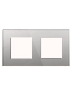   Kettes sorolókeret, szürke, Elegant Pro üveg keret fali konnektorhoz, csatlakozó aljzathoz