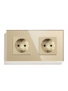 Wall Crystal Glass Panel 153*82 Multi Way Power Socket Plug Grounded 16A EU Standard Electrical Double Socket strip Gold