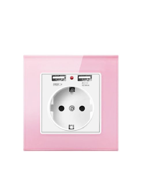 Wall electronic socket /Glass Panel/ pink