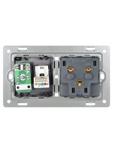   Fali dugalj üveg konnektor és TV+Internet RJ45 csatlakozó, fehér, magyar szabvány Elegant Pro