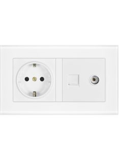   Konnektor, TV és Internet RJ45 fali aljzat ELEGANT üveg kerettel - CAT5E