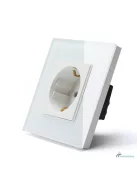 Power Socket,16A EU Standard Electrical Outlet 82mm * 82mm white Crystal Glass Panel wall socket