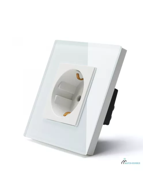 Power Socket,16A EU Standard Electrical Outlet 82mm * 82mm white Crystal Glass Panel wall socket