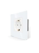 Tuya WiFi Power Socket,16A EU Standard Electrical Outlet 82mm * 82mm white Crystal Glass Panel white 