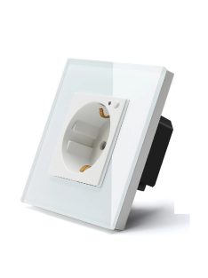   Tuya WiFi fali dugalj üveg konnektor, fehér, magyar szabvány, Elegant Pro, Mobiltelefonos vagy hang vezérlés is lehetséges