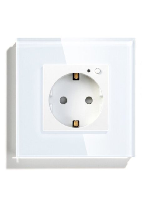 Tuya WiFi Power Socket,16A EU Standard Electrical Outlet 82mm * 82mm white Crystal Glass Panel white 