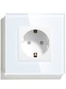 Power Socket,16A EU Standard Electrical Outlet 82mm * 82mm white Crystal Glass Panel wall socket