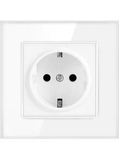   Power Socket,16A EU Standard Electrical Outlet 86mm * 86mm white Crystal Glass Panel wall socket