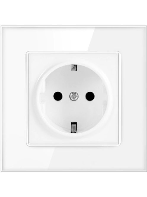 Power Socket,16A EU Standard Electrical Outlet 86mm * 86mm white Crystal Glass Panel wall socket